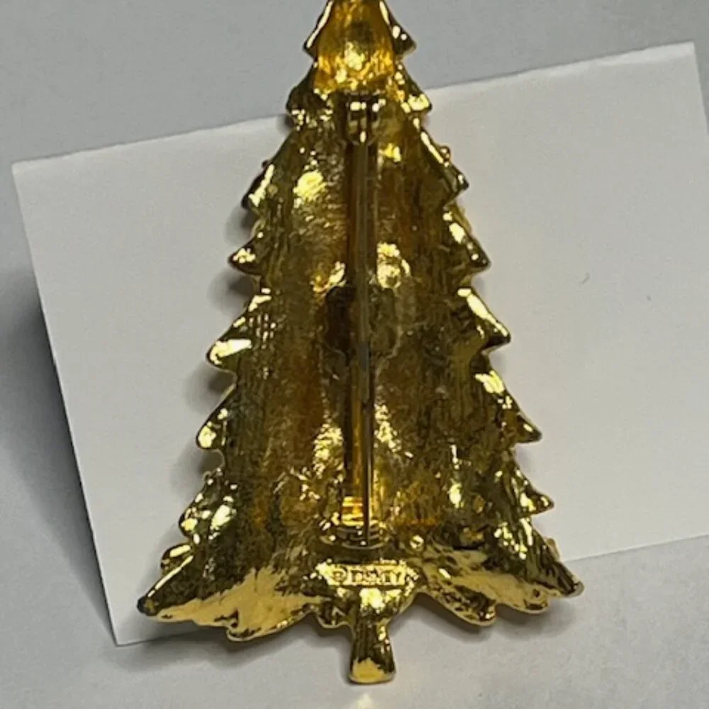 VTG Walt Disney 3D Christmas Tree Gold Tone Mickey Mouse Pin Brooch 1.5
